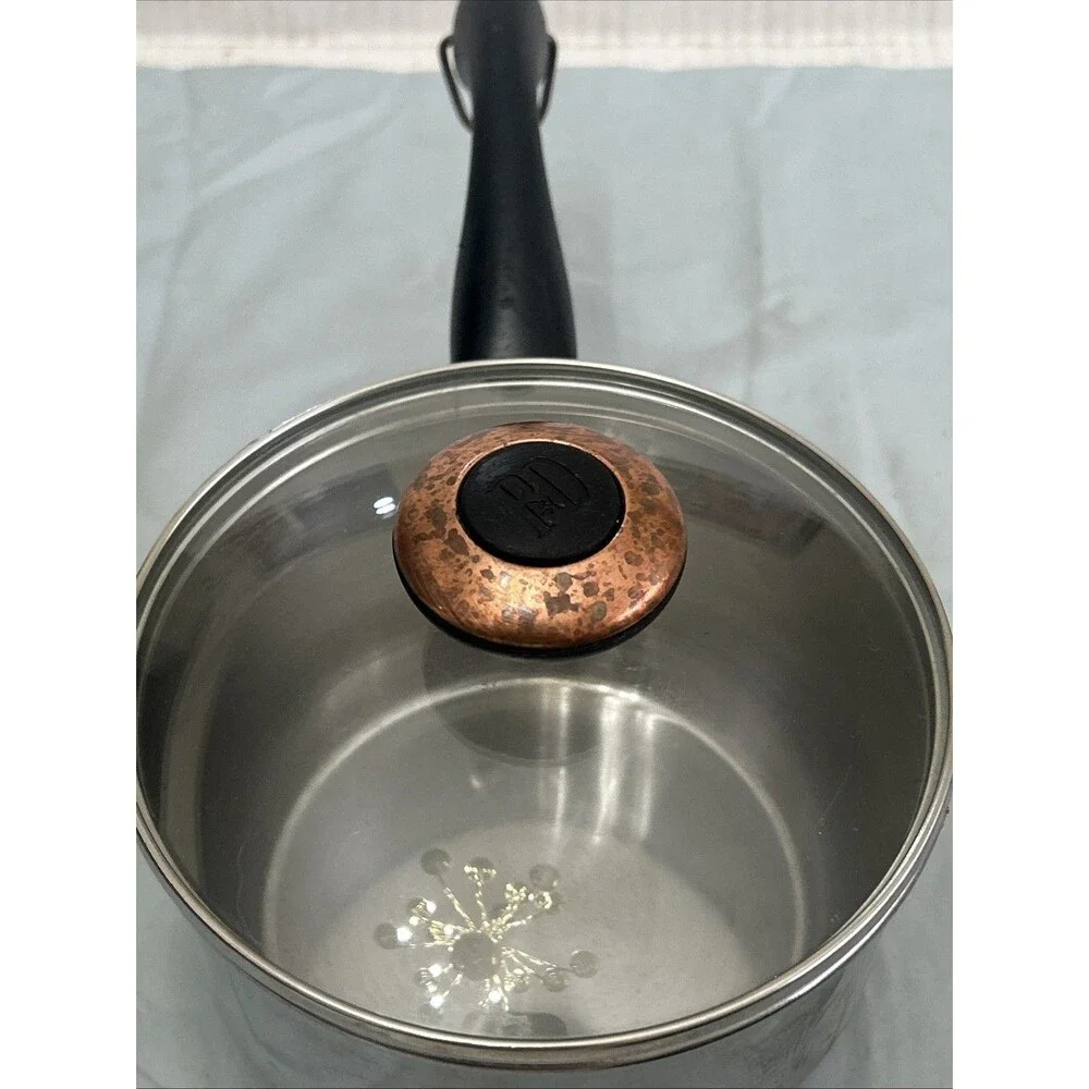 Paula Deen Signature 2 Qt Stainless Steel Saucepan Copper Bottom with Glass Lid